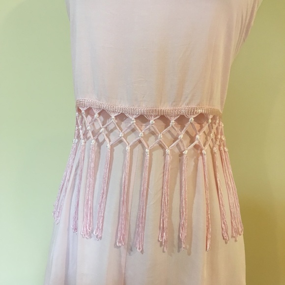 Blush Tassel Fringe Overlay Romper - Picture 4 of 5
